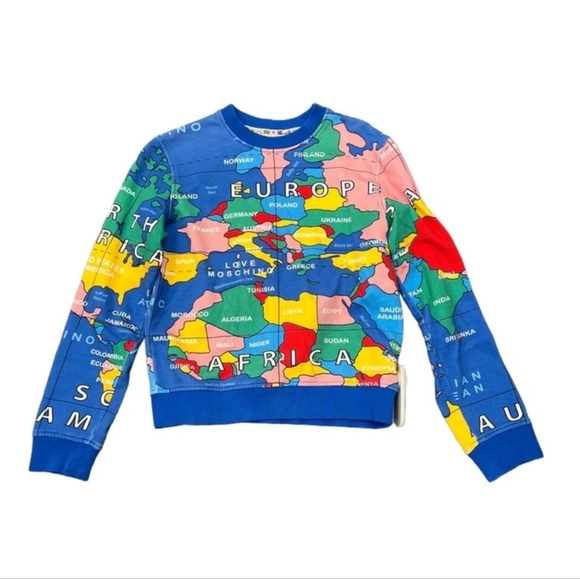 Moschino Colorful World Map Sweatshirt Size S (USA 6 ) - Picture 4 of 17